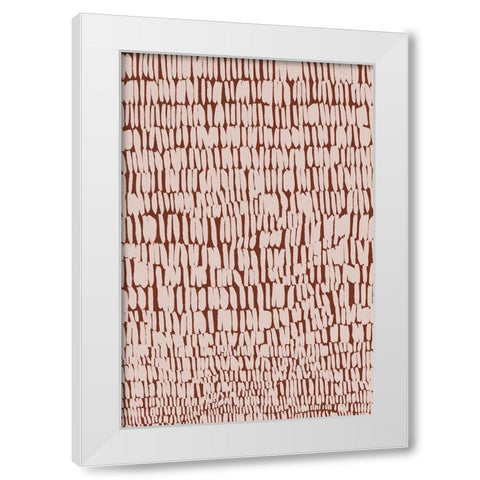 Short Beige Strokes Pattern White Modern Wood Framed Art Print by Treechild