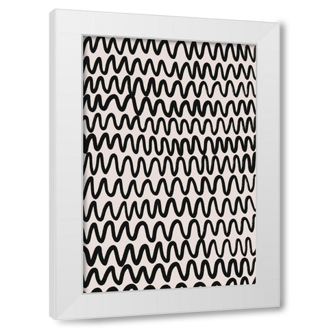 Marker Wavey Pattern White Modern Wood Framed Art Print by Treechild