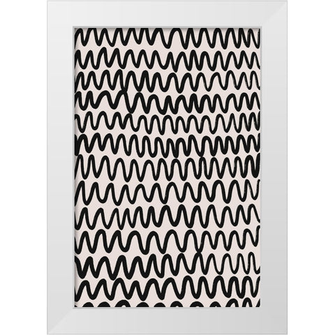 Marker Wavey Pattern White Modern Wood Framed Art Print by Treechild