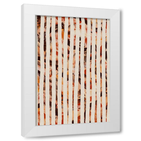 Beige Stripes Pattern White Modern Wood Framed Art Print by Treechild