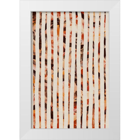 Beige Stripes Pattern White Modern Wood Framed Art Print by Treechild