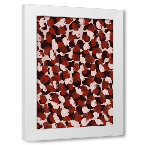 Red Beige Brown Dots Pattern White Modern Wood Framed Art Print by Treechild