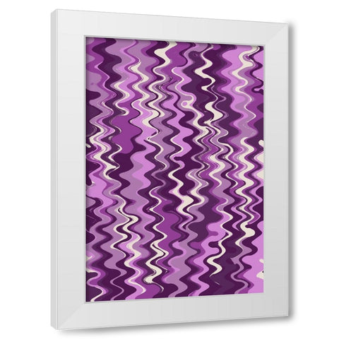 Purple Wavey Pattern White Modern Wood Framed Art Print by Treechild