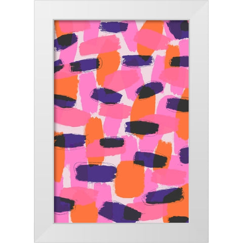 Pink And Purple Strokes White Modern Wood Framed Art Print by Treechild