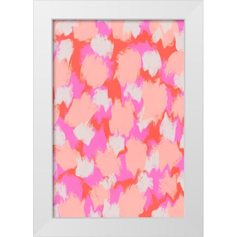 Pastel Pink And Orange Strokes White Modern Wood Framed Art Print by Treechild