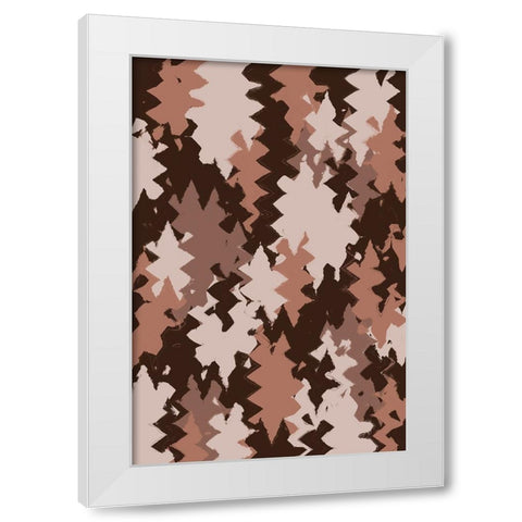 Brown Beige Zig Zag Pattern White Modern Wood Framed Art Print by Treechild