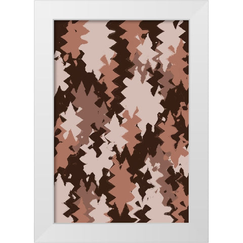Brown Beige Zig Zag Pattern White Modern Wood Framed Art Print by Treechild