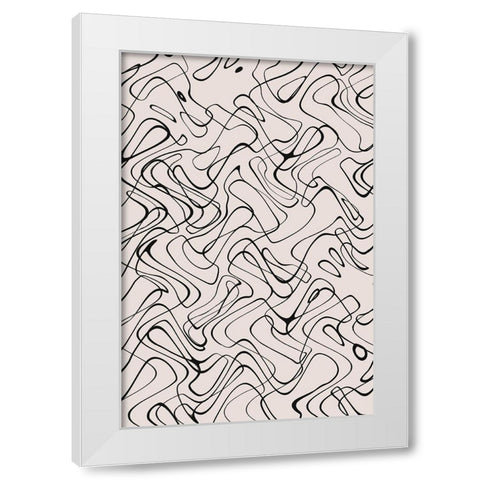 Thin Wild Line Pattern White Modern Wood Framed Art Print by Treechild