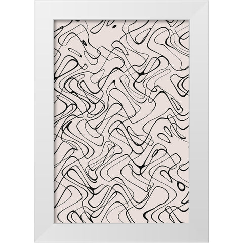 Thin Wild Line Pattern White Modern Wood Framed Art Print by Treechild
