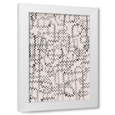 Shaky Thin Lines Pattern White Modern Wood Framed Art Print by Treechild
