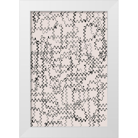 Shaky Thin Lines Pattern White Modern Wood Framed Art Print by Treechild