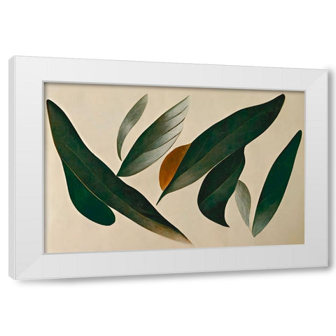 Floating Leafs White Modern Wood Framed Art Print by Treechild