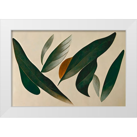 Floating Leafs White Modern Wood Framed Art Print by Treechild