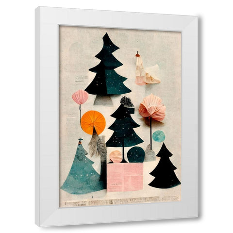Cute Pine Tree Composition White Modern Wood Framed Art Print by Treechild