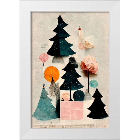 Cute Pine Tree Composition White Modern Wood Framed Art Print by Treechild