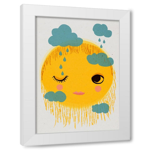 Sun And Rain White Modern Wood Framed Art Print by Treechild