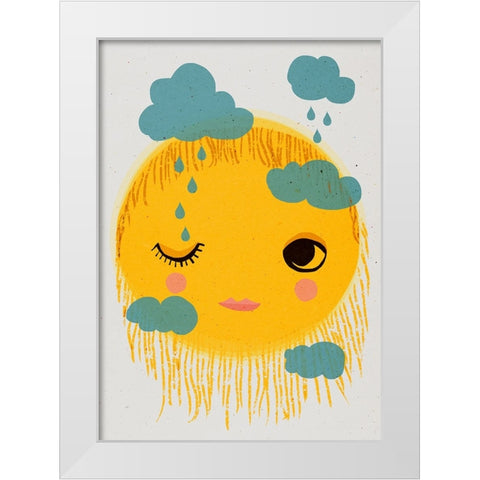 Sun And Rain White Modern Wood Framed Art Print by Treechild