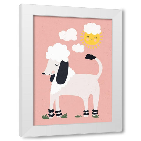 Happy Poodle White Modern Wood Framed Art Print by Treechild