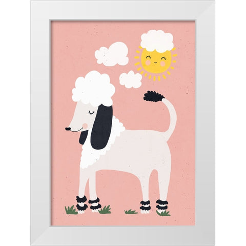 Happy Poodle White Modern Wood Framed Art Print by Treechild