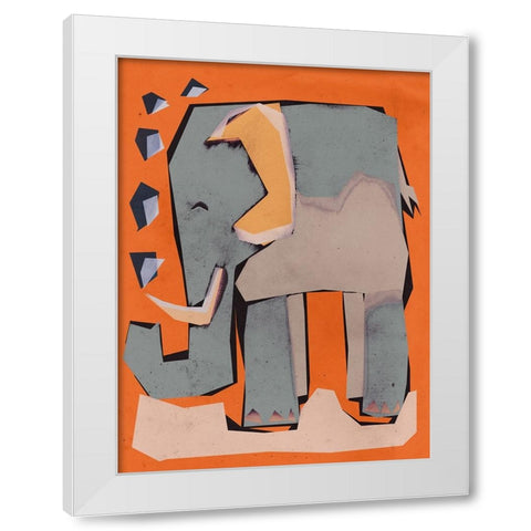 Happy Elephant White Modern Wood Framed Art Print by Treechild