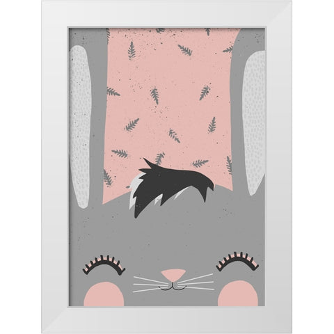 Little Bunny (pink) White Modern Wood Framed Art Print by Treechild