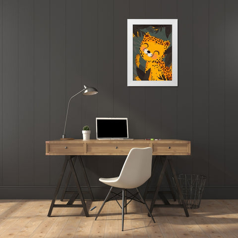 Little Leo White Modern Wood Framed Art Print by Treechild