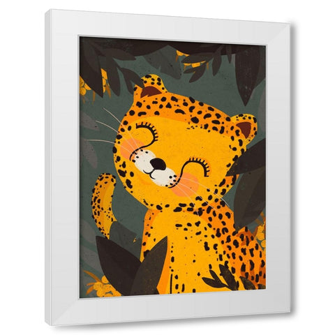 Little Leo White Modern Wood Framed Art Print by Treechild