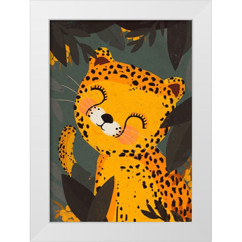 Little Leo White Modern Wood Framed Art Print by Treechild