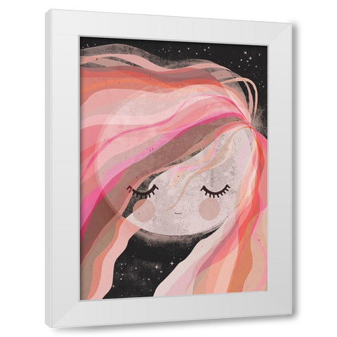 Moon Girl White Modern Wood Framed Art Print by Treechild
