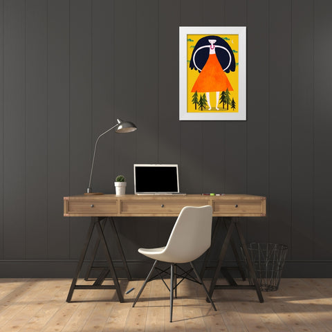 Girant Girl White Modern Wood Framed Art Print by Treechild