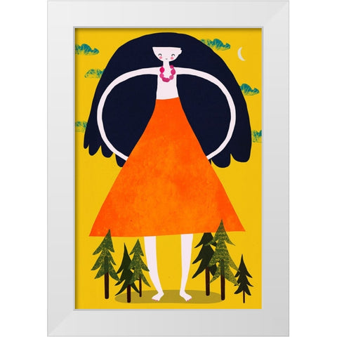 Girant Girl White Modern Wood Framed Art Print by Treechild