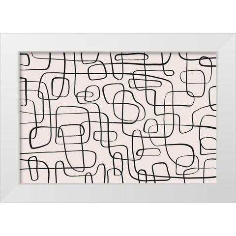 Thin Lines Pattern White Modern Wood Framed Art Print by Treechild
