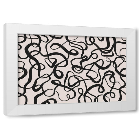 Wriggled Lines Square White Modern Wood Framed Art Print by Treechild