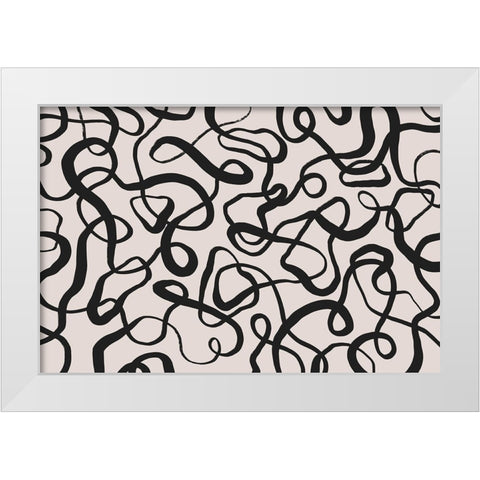 Wriggled Lines Square White Modern Wood Framed Art Print by Treechild