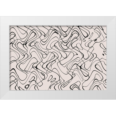 Thin Shakey Lines Square White Modern Wood Framed Art Print by Treechild