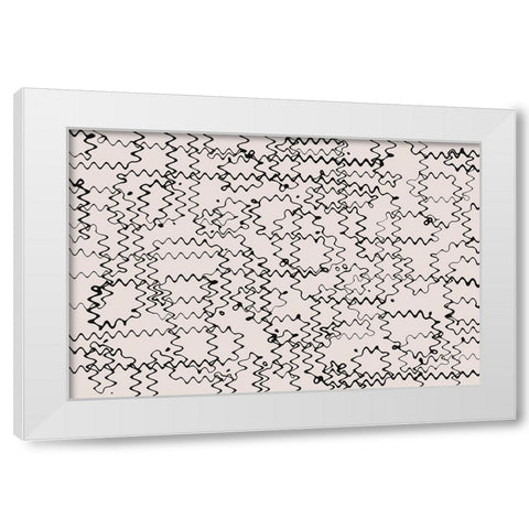 Shaky Thin Lines Square White Modern Wood Framed Art Print by Treechild
