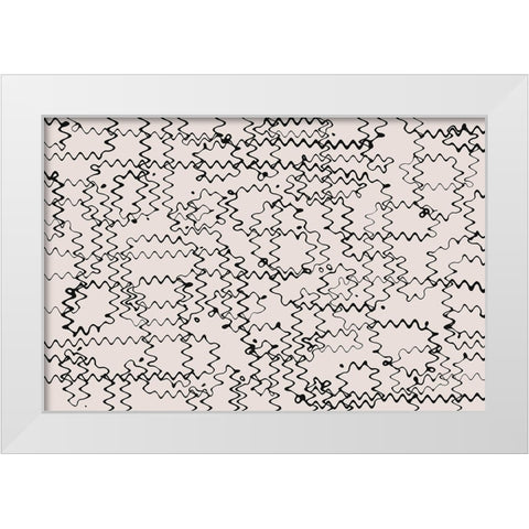 Shaky Thin Lines Square White Modern Wood Framed Art Print by Treechild