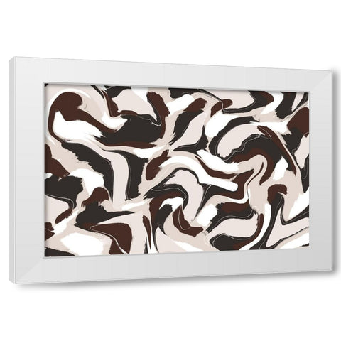 Shaky Brown Beige Strokes Square White Modern Wood Framed Art Print by Treechild
