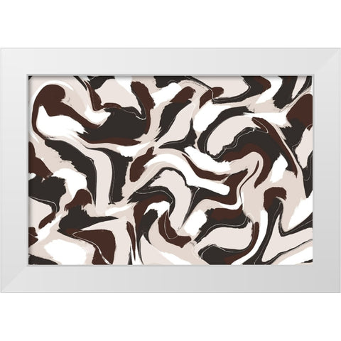 Shaky Brown Beige Strokes Square White Modern Wood Framed Art Print by Treechild