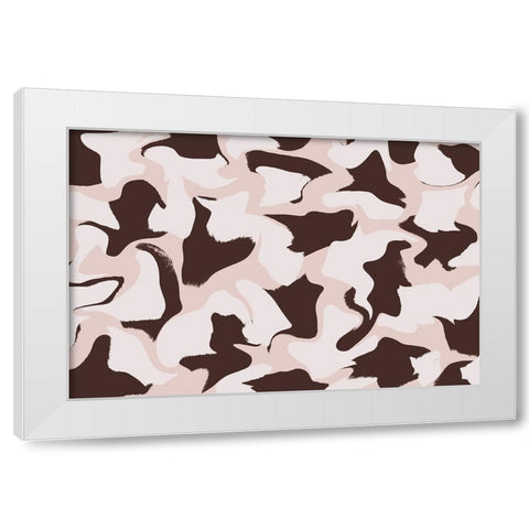White And Brown Whipped Pattern White Modern Wood Framed Art Print by Treechild