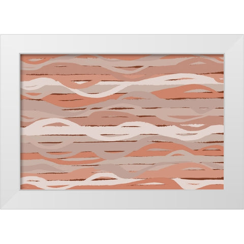 Pastel Wavey Stripes Pattern White Modern Wood Framed Art Print by Treechild
