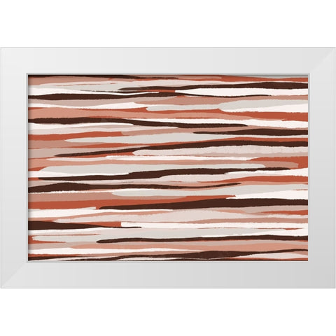 Pastel Thin Stipes Pattern White Modern Wood Framed Art Print by Treechild