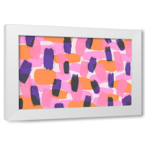 Layered Purple Strokes Pattern White Modern Wood Framed Art Print by Treechild