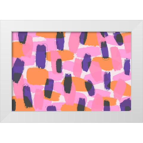 Layered Purple Strokes Pattern White Modern Wood Framed Art Print by Treechild