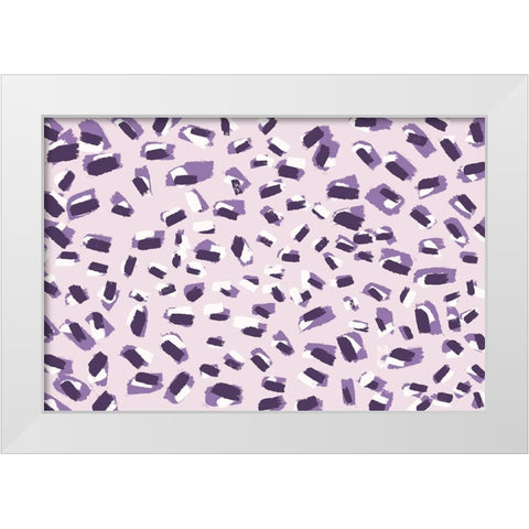 Scattered Small Purple Strokes Pattern White Modern Wood Framed Art Print by Treechild