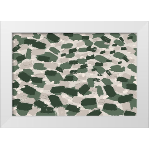 Green Pastel Strokes White Modern Wood Framed Art Print by Treechild