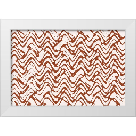 Wavey Beige Pattern Square White Modern Wood Framed Art Print by Treechild