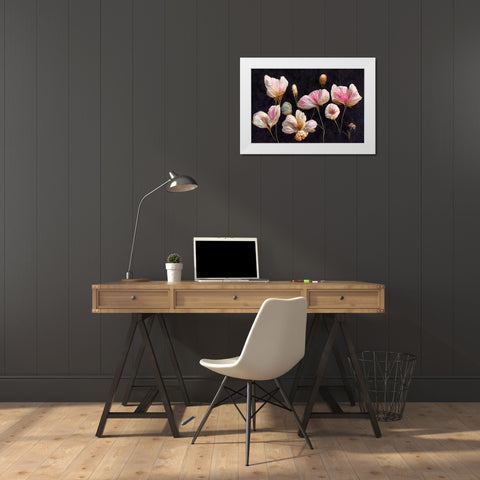 Gentle Pink Dry flowers White Modern Wood Framed Art Print by Treechild