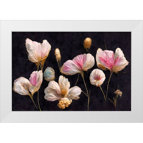 Gentle Pink Dry flowers White Modern Wood Framed Art Print by Treechild