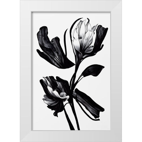 Black Flower White Modern Wood Framed Art Print by Treechild